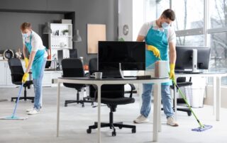 Male,Workers,Of,Cleaning,Service,Disinfecting,In,Office